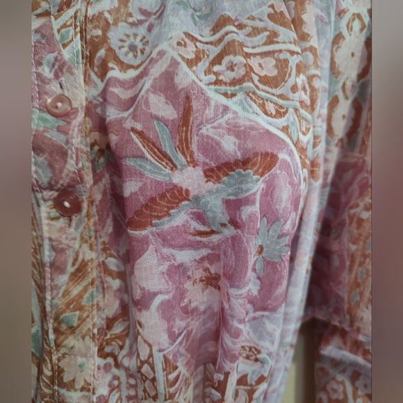 Vintage 1970's Dress Spring Floral & Bird Print Size Large XLarge Kenny Classics - Picture 11 of 13